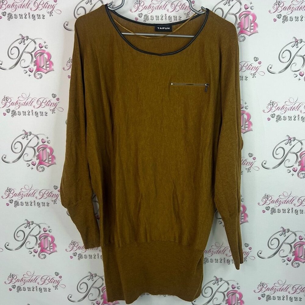 TAIFUN long sleeve zipper detail shiny trim Mustard Long Sleeve Top